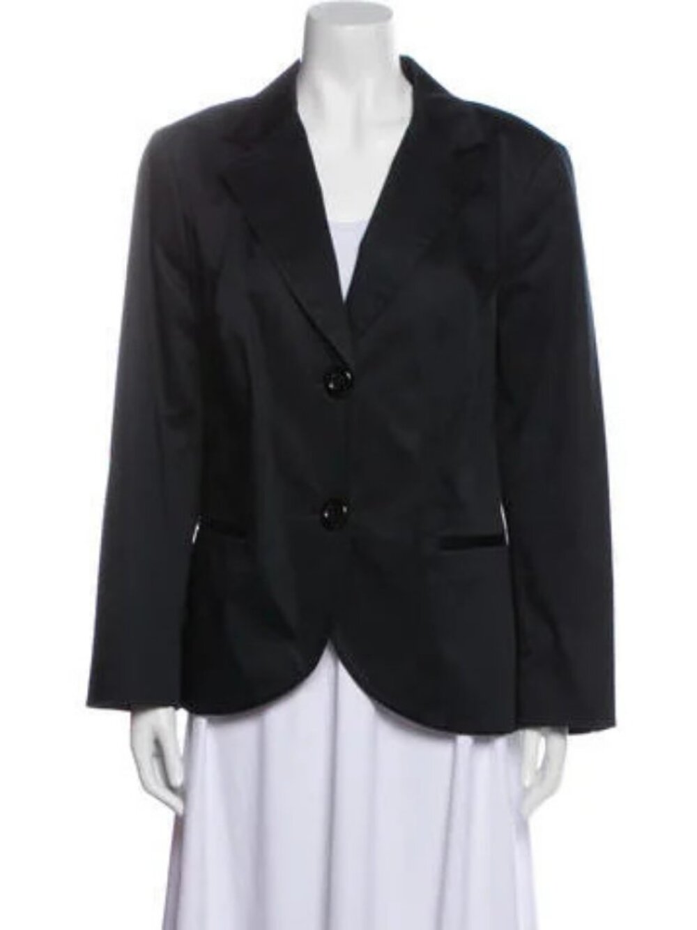 Lafayette 148 black cotton women’s two-button blazer size 14.